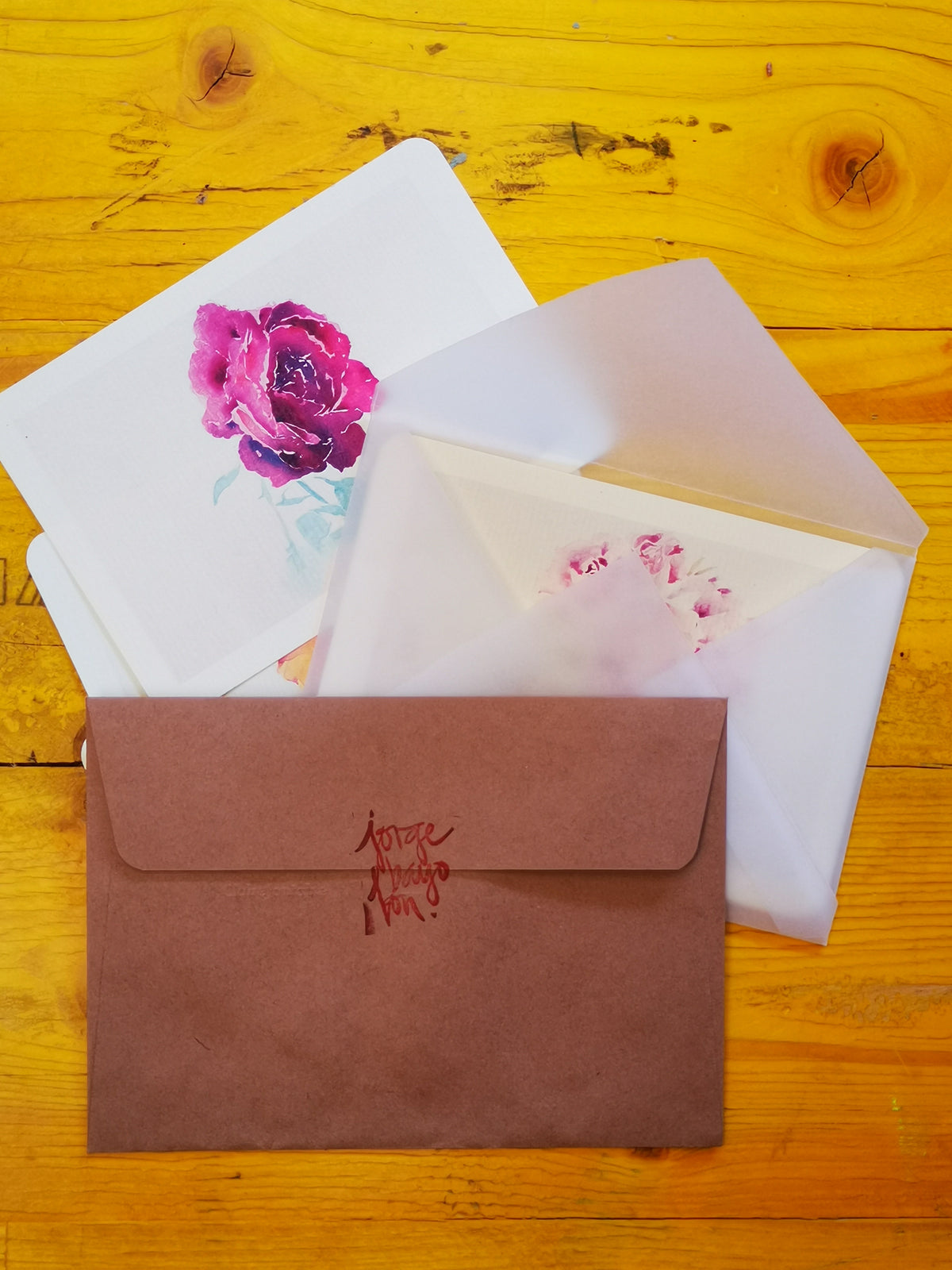 Cuatro postales de rosas · Basadas en acuarelas originales de Jorge Bayo Lon